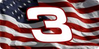 Dale Earnhardt #3 On Wavy U.S. Flag Photo License Plate