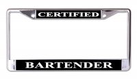 Certified Bartender Chrome License Plate Frame
