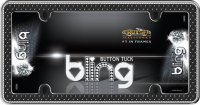 Black Button Tuck Crystal Bling License Plate Frame