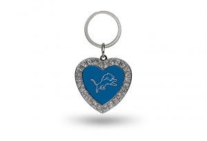 Detroit Lions Bling Rhinestone Heart Keychain