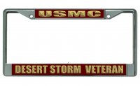 USMC Desert Storm Veteran Chrome License Plate Frame