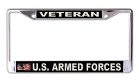 U.S. Armed Forces Veteran Chrome License Plate Frame
