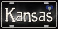 Kansas Flag Script Metal License Plate