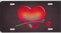 Heart Red with Red Rose Airbrush License Plate