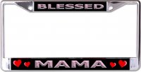 Blessed Mama Chrome License Plate Frame