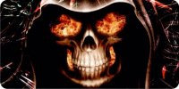 Flaming Skull #2 Photo License Plate
