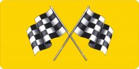 Racing Flags On Yellow Photo License Plate