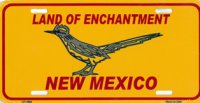 New Mexico Land of Enchantment with Roadrunner License Plate
