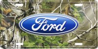 Ford Oval Logo Real Tree Metal License Plate