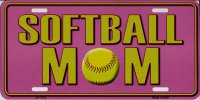 Softball Mom Pink Metal License Plate