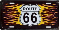 Route 66 with Flames License Plate