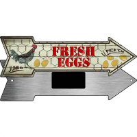 Fresh Eggs Metal Arrow Magnet