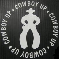 Cowboy Up Circular White 6" x 6" Decal