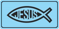 Jesus Fish On Light Blue Photo License Plate