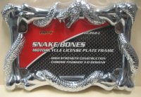 Chrome Snake Bones Motorcycle License Frame
