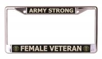 Female Veteran Army Strong Chrome License Plate Frame