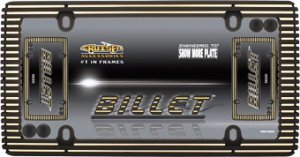 Billet Flat Black And Matte GOLD Metal License Plate Frame