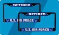 U.S. Air Force Retired Black License Plate Frame 2 Pack
