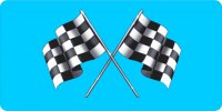 Racing Flags On Light Blue Photo License Plate