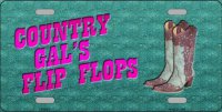Country Gal's Flip Flops Metal License Plate