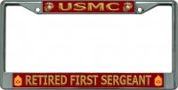 USMC Retired First Sergeant Chrome License Plate Frame