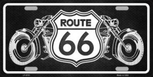 ROUTE 66 With Motorcycles Metal License Plate