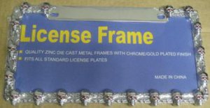 Chrome Mini Skulls License Frame