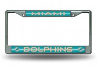 Miami Dolphins Glitter Chrome License Plate Frame