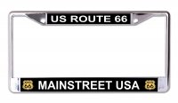 Route 66 Mainstreet USA Chrome License Plate Frame