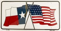 Texas Crossed U.S. Flag Metal License Plate