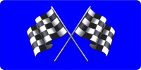 Racing Flags On Blue Photo License Plate