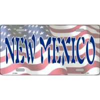 New Mexico On U.S. Flag Metal License Plate