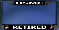 USMC Retired Black License Plate Frame