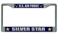U.S. Air Force Silver Star Chrome License Plate Frame