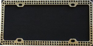 DIAMOND Bling Black 2 Row Chrome License Plate Frame