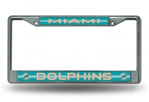 Miami Dolphins Glitter Chrome License Plate Frame