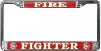 Fire Fighter Chrome License Plate Frame