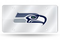 Seattle Seahawks Silver Laser License Plate