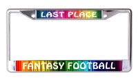 Last Place Fantasy Football Rainbow Chrome License Plate Frame