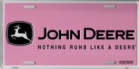 John Deere Pink Metal License Plate