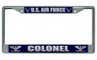 U.S. Air Force Colonel Chrome Photo License Plate Frame