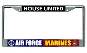 Air Force Marines House United Chrome License Plate Frame
