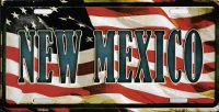 New Mexico On American Flag Metal License Plate