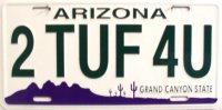 Arizona 2TUF 4U License Plate