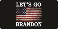 Let's Go Brandon Flag Centered On Black Photo License Plate