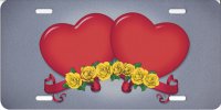 Red Hearts With Yellow Roses License Plate