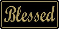 Blessed Gold On Black Photo License Plate