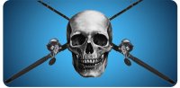 Skull And Fishing Poles On Blue Photo License Plate
