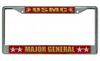 USMC Major General Chrome Photo License Plate Frame