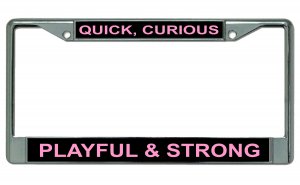 ''Quick, Curious Playful & Strong Chrome License Plate FRAME''